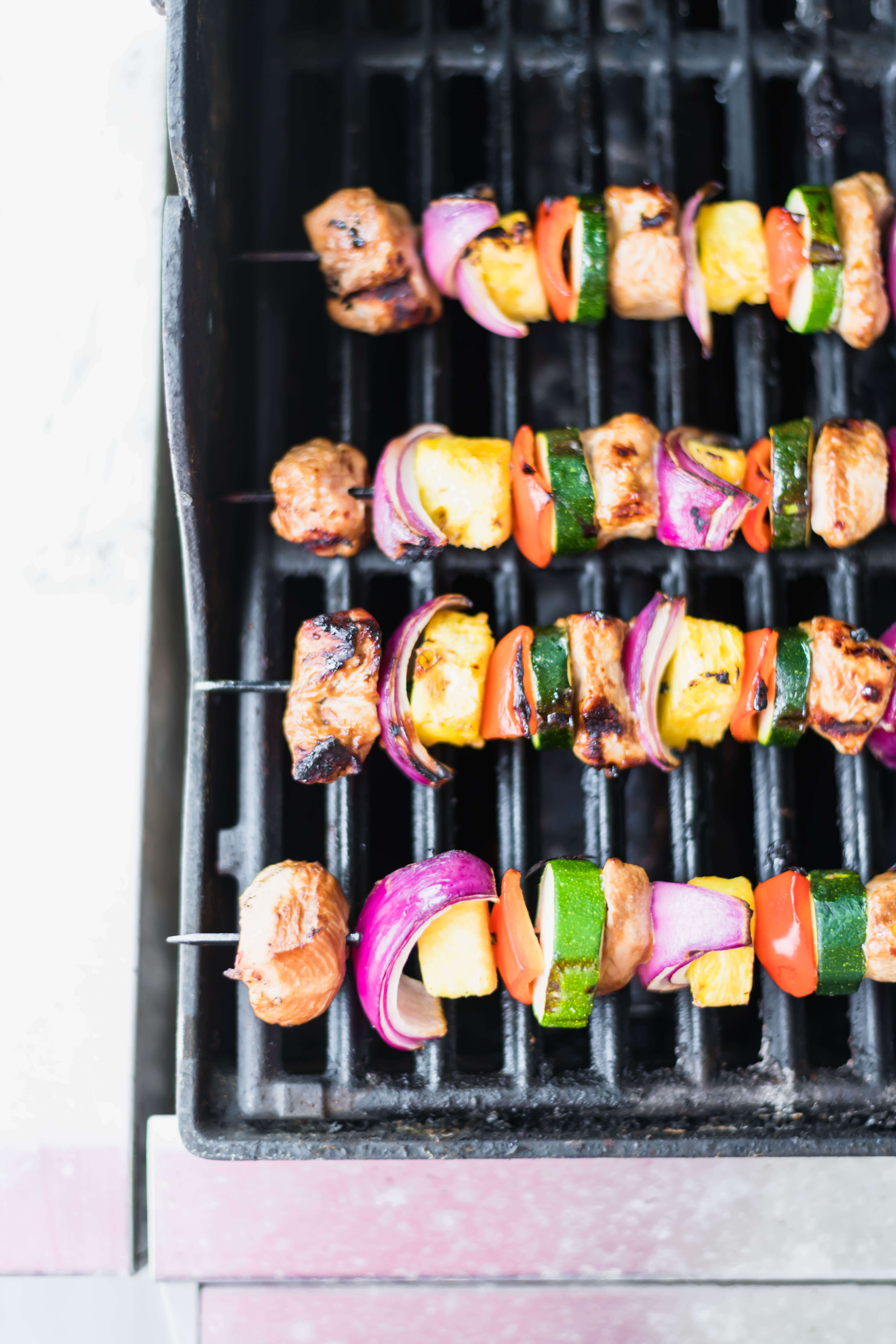 turkey kebabs on a grill