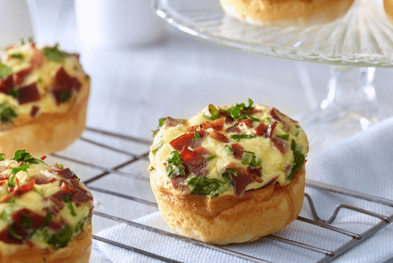 Turkey bacon biscuits on a tray 