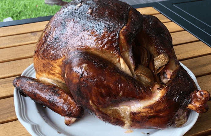 Smoked whole Turkey on plate