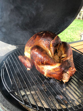 smoked whole turkey on the grill
