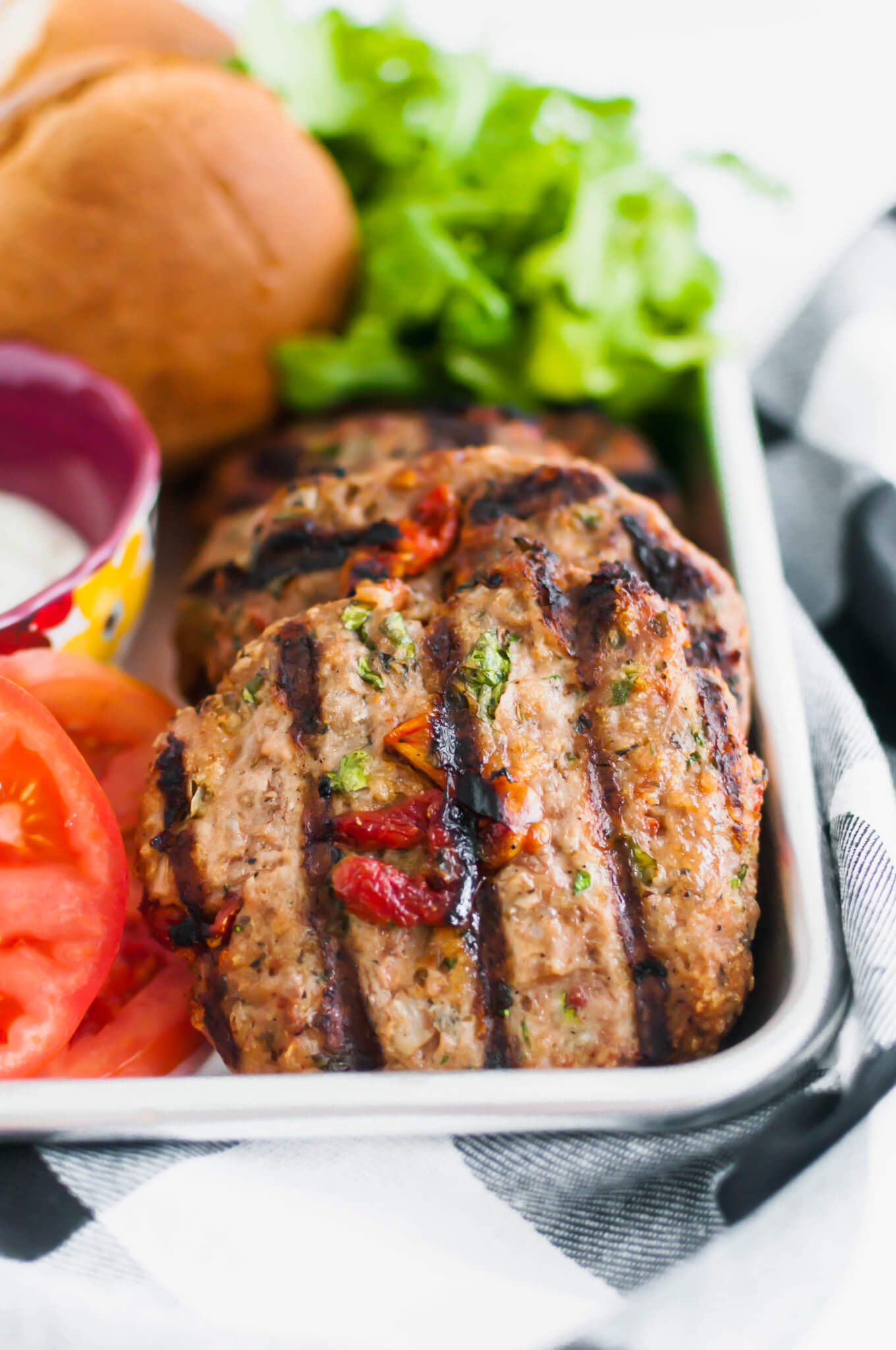 Herb Turkey Burgers with SunDried Tomatoes and Arugula National