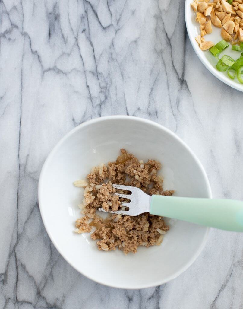 Ground turkey for babies in a bowl