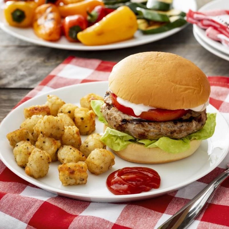 classic turkey burger on a plate