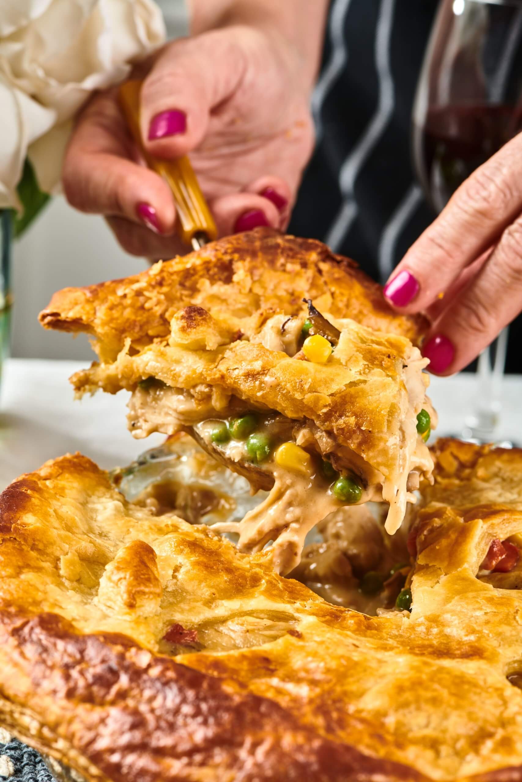 turkey pot pie served